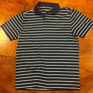 Navy and white striped UA heatgear polo